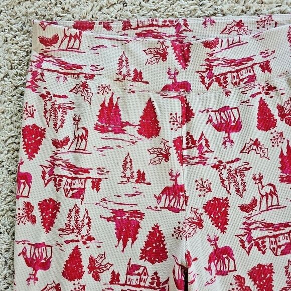 Sleep By Cacique Womens Red Christmas Toile Thermal Pajama Lounge Pants 22 / 24 - Picture 3 of 10
